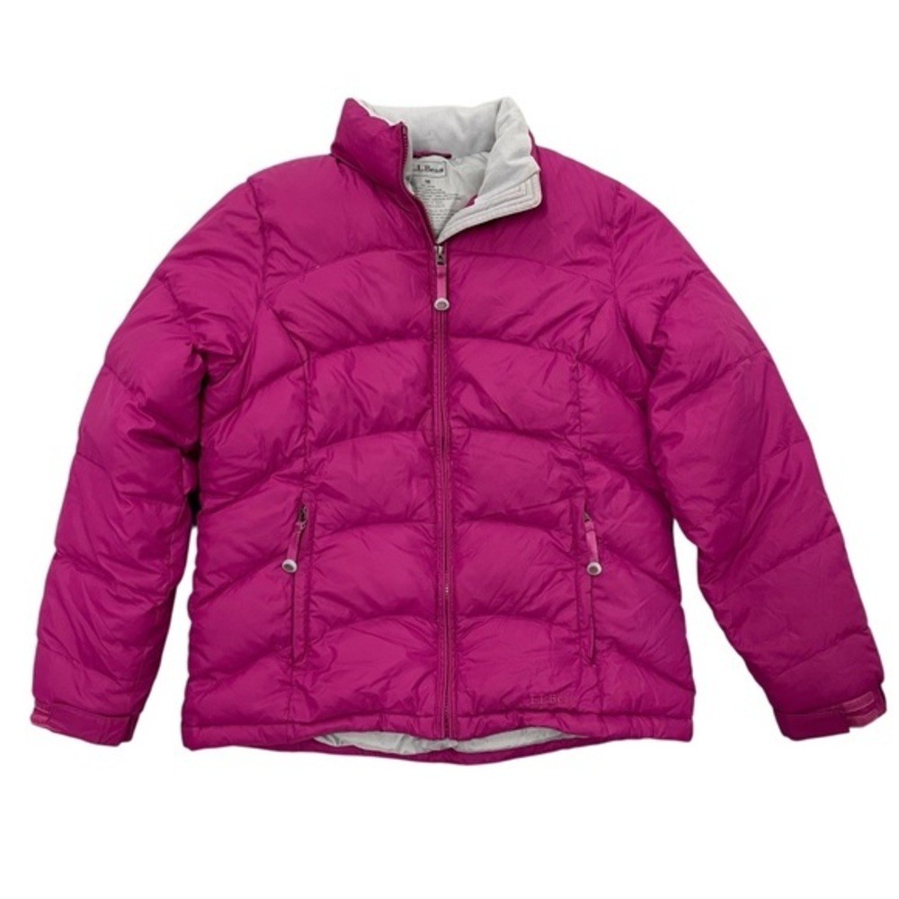 L.L. BEAN Pink Down Filled Hoodless Puffer Jacket Size Medium